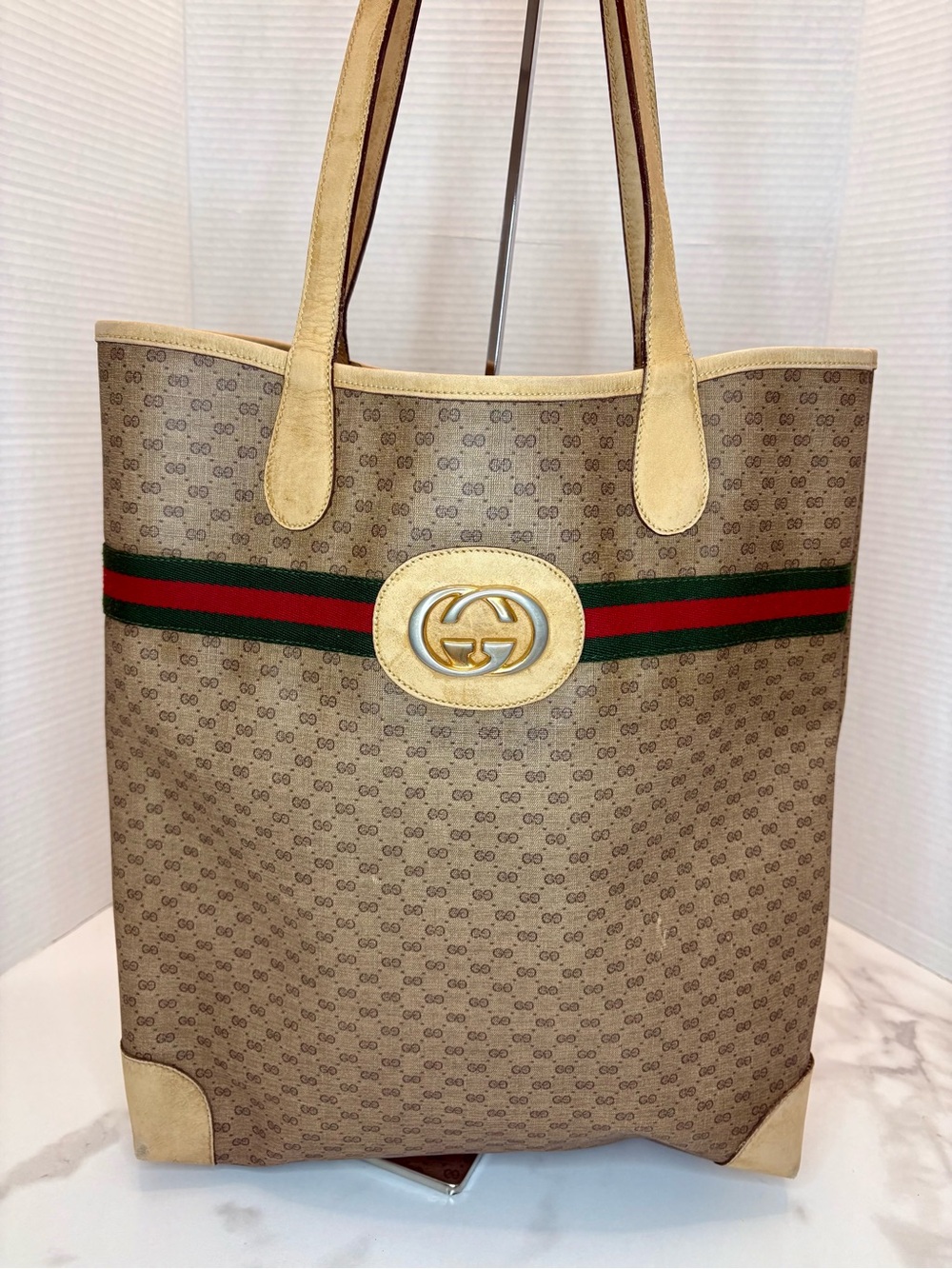 GUCCI Vintage Micro GG Supreme Web Sherry Line Bag, COA included